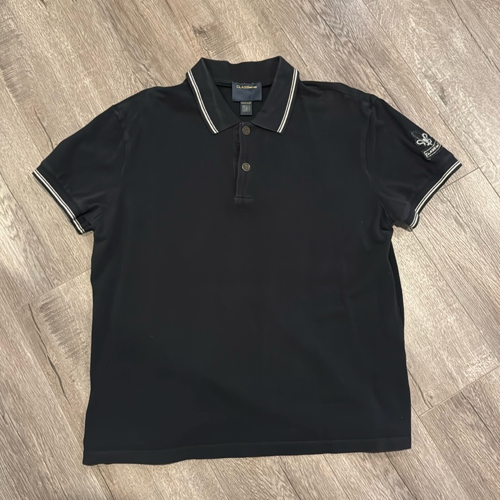 Class Roberto Cavalli Soft Black Polo Shirt Sleeve Mens Shirt